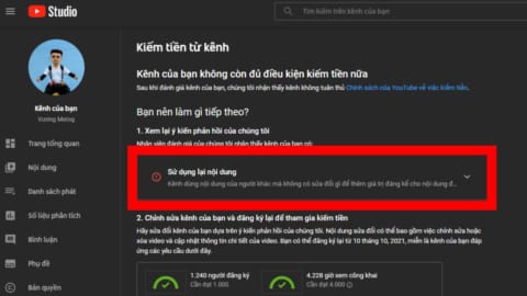 VI PHẠM CHÍNH SÁCH SỬ DỤNG LẠI NỘI DUNG YOUTUBER CẦN NÊN BIẾT