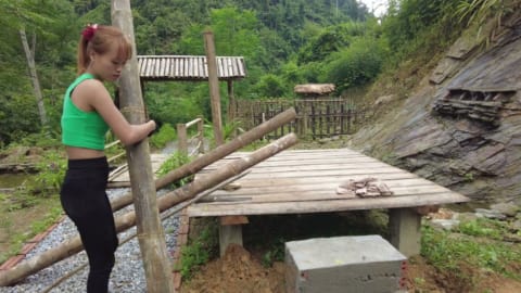 150 Days Building Bamboo Hut, Build Stairs To Climb Up To The Farm - Green Forest Life