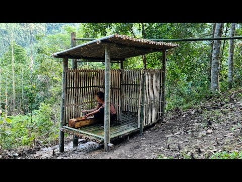 7 Days Building A Outdoor Bathroom, Bamboo House 2022, Anh Bushcraft, Survival Shelter