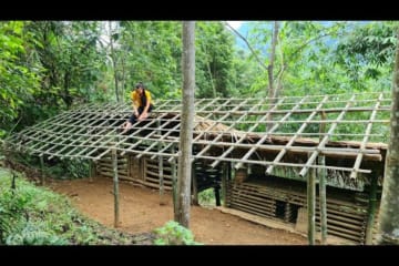 BUILD LOG CABIN in the STORM, Complete Shelter for Chickens and Pigs, Bushcraft & Survival Shelter