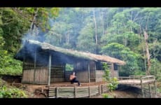 Building a Kitchen House, Bamboo house 2022, Bushcraft shelter, survival