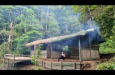 FULL VIDEO, 100 Days Building a Bamboo house, Kitchen House, Build Deck, Outdoor Bathroom
