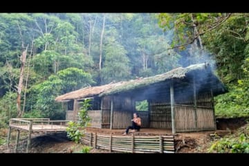 FULL VIDEO, 100 Days Building a Bamboo house, Kitchen House, Build Deck, Outdoor Bathroom