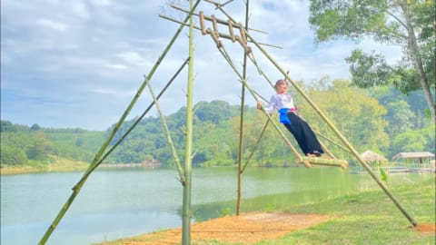 Full Video Technique and How To Make a Giant Traditional Swing From Bamboo#aqua #bamboo #bamboohouse