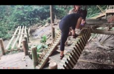 Full video two girl build a new bamboo house in the forest