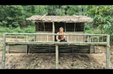 How To Build Deck From Bamboo With Girl In Forest - Bushcraft hut, Survival skills