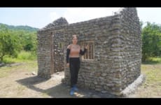 How To Building Stone House, Build Walls LOG CABIN - Primitive Building Skills, Farm Free Bushcraft