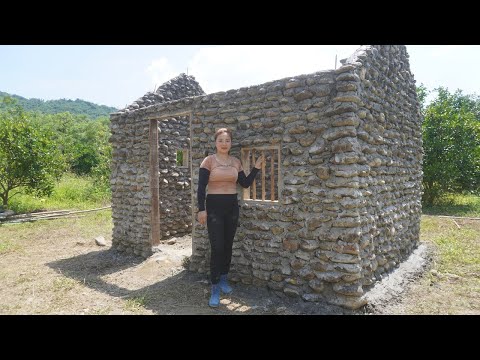 How To Building Stone House, Build Walls LOG CABIN - Primitive Building Skills, Farm Free Bushcraft