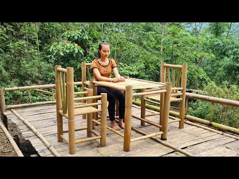 How to Make a Bamboo Table and Chair Set, Bamboo furniture, Bushcraft & Bamboo House 2022