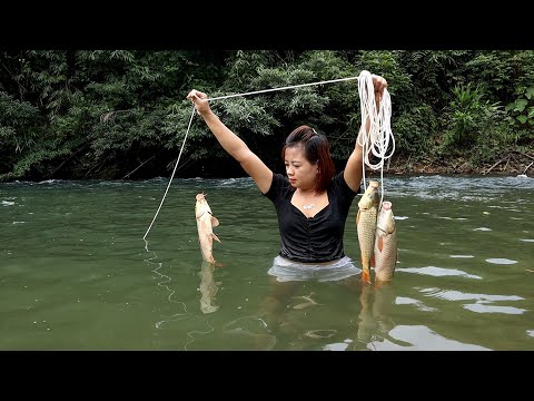 New Day On The Farm. Fishing In The Stream - Relaxing Cooking. BUILD LOG CABIN