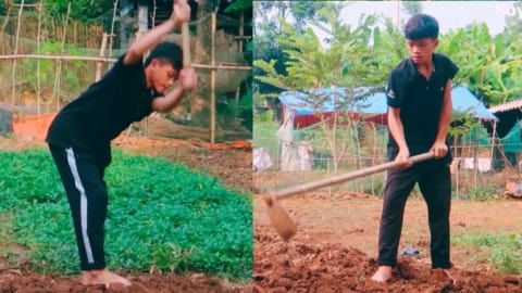 Orphaned boy, difficult life, Fishing to sell at market, Perfecting the kitchen, Gardening