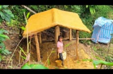 Build houses from wood and clay, shelter. under heavy rain, Hoàng Thị Mẩy