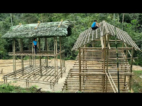 How to roof a 2-storey bamboo house with palm leaves Lý Thương