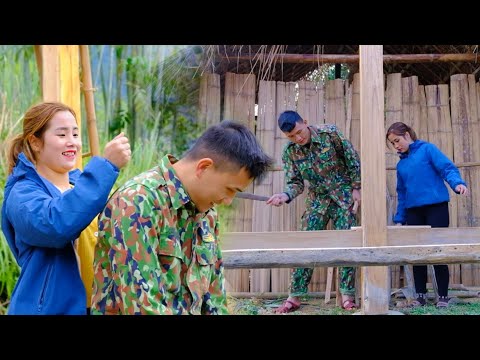 Asian girl gets help from her lover returning from the army to help renovate the house