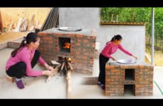 Building a Stove Kitchen With Brick - Cooking At New Stove Kitchen | Điền Tiểu Vân