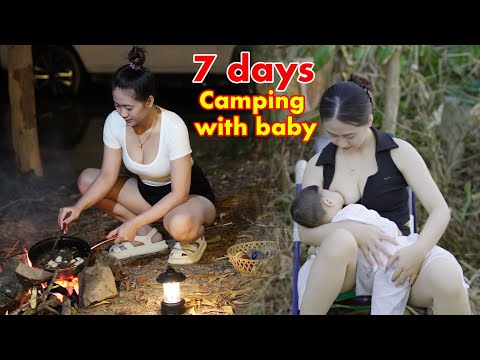 FULL VIDEO : 7 Days Camping with Baby in forest , Drive, Cooking and Survival in heavy RAIN | ASMR