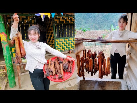 Farm Life: Making Dried Meat From Pork – Preserving meat all year round & Cooking