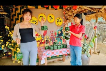 Farm Life: Picking forest leaves to wrap banh chung, Decorating the farm for Tet 2024