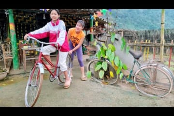 Single mother: Restores an abandoned rusty bicycle as a gift for her child to go to school