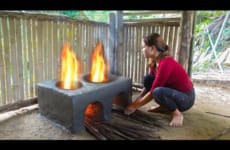 The process of building kitchen - designing double stove from clay and concrete, convenient & unique
