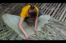 Traditional Hand Weaving Technique from Bamboo make mats for drying rice - my daily life