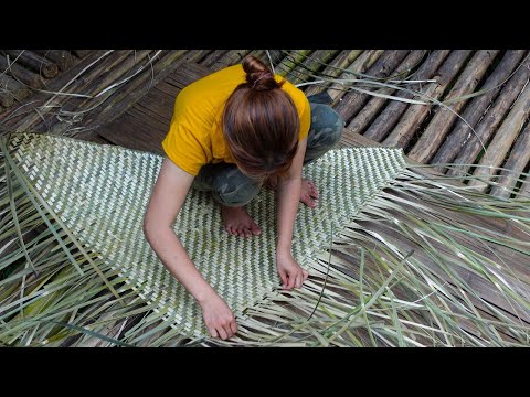 Traditional Hand Weaving Technique from Bamboo make mats for drying rice - my daily life