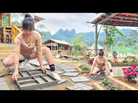 Work every day: Build the surrounding walkway with brick molds |Trieu Thi Hoa